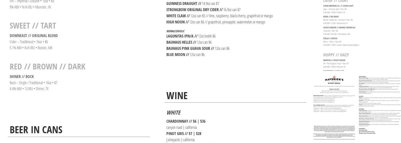 Maverick's Wood Grill Menu