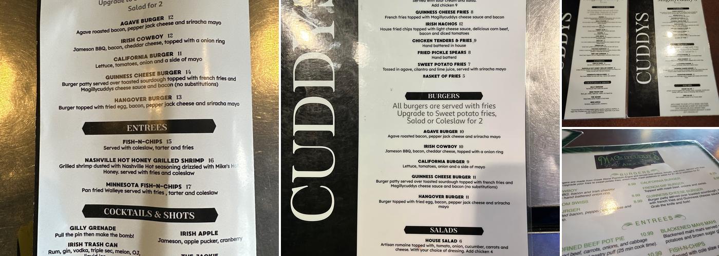 MaGillyCuddys Menu