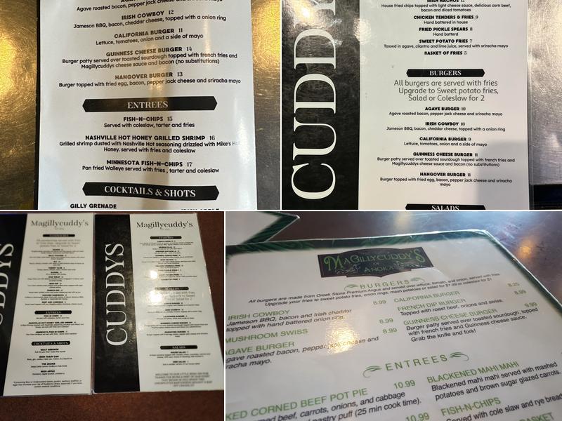 MaGillyCuddys Menu