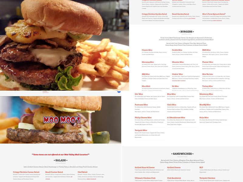 Moo Moo's Burger Barn Menu