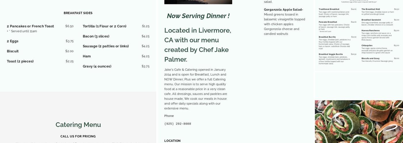 Jake's Cafe & Catering Menu