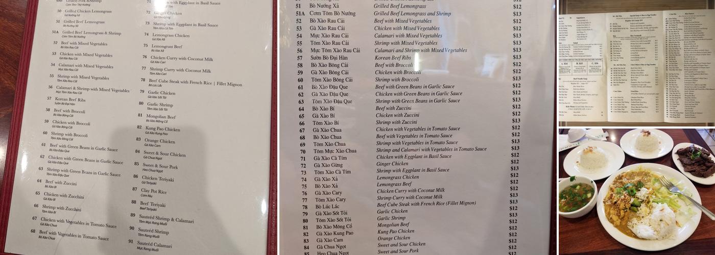 Saigon Cafe Menu