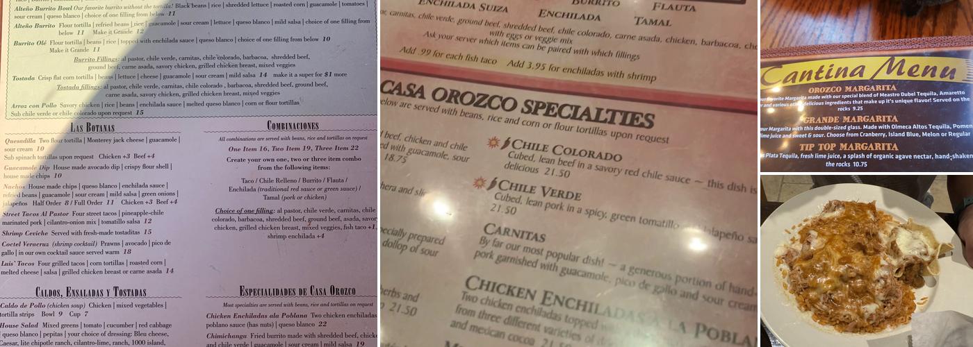 Casa Orozco - Livermore Menu