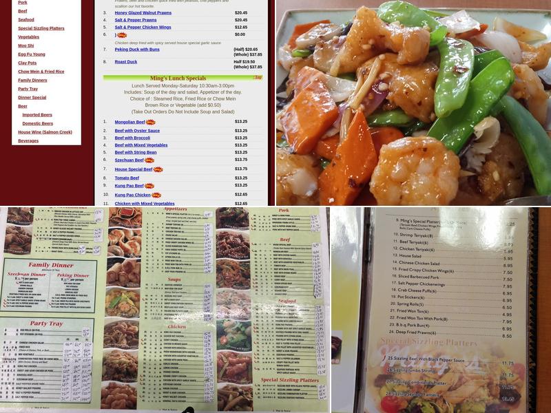 Ming's Garden Menu