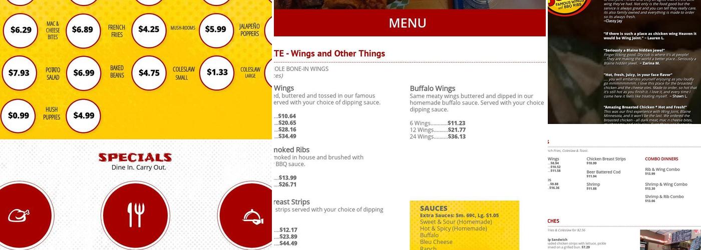 Wing Joint Menu