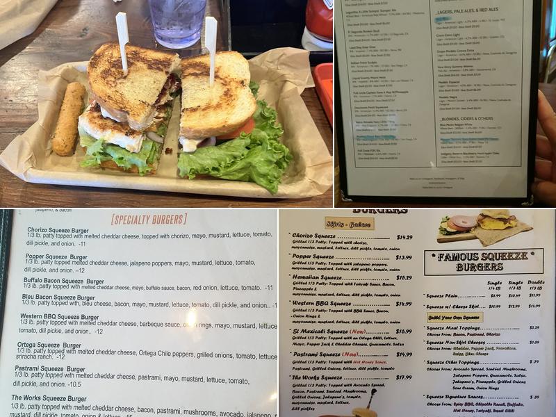 Squeeze Burger and Brew Menu