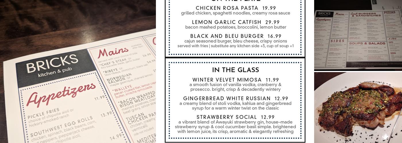 Bricks Kitchen & Pub Menu