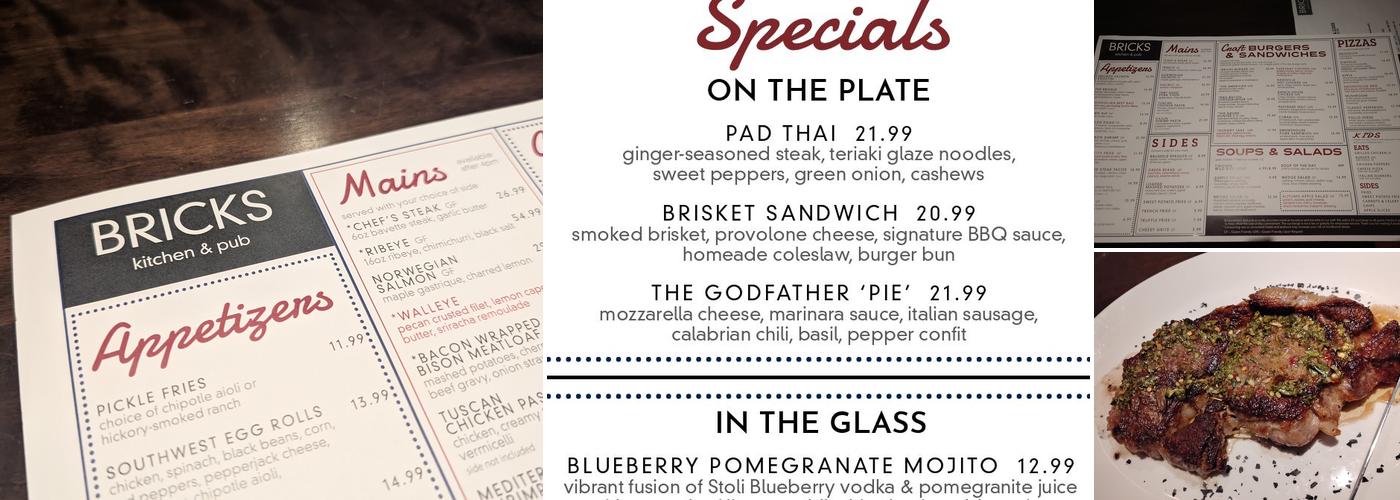Bricks Kitchen & Pub Menu