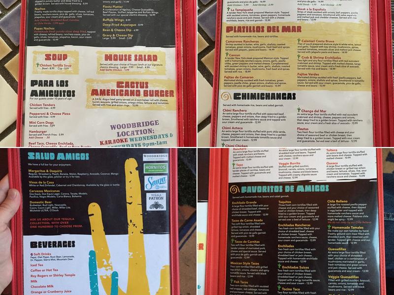 Cactus Mexican Dining Menu