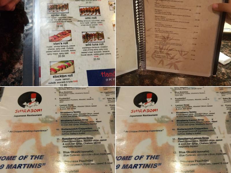 Shirasoni Japanese Restaurant Menu