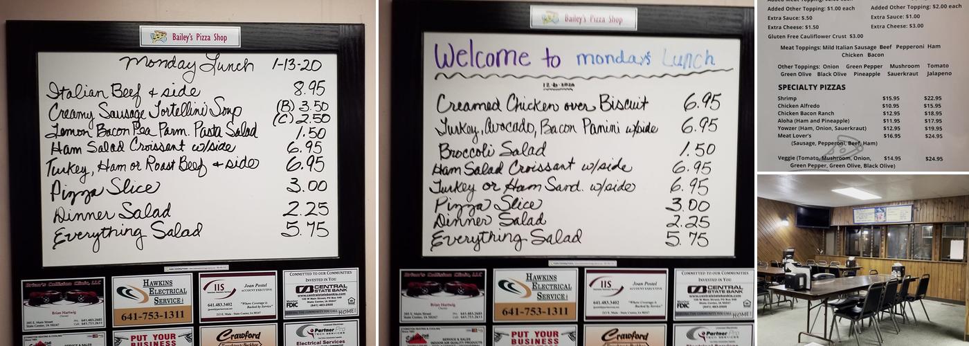 Bailey's Pizza & Brstd Chicken Menu