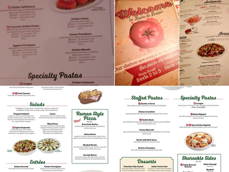 Buca di Beppo Italian Restaurant Menu