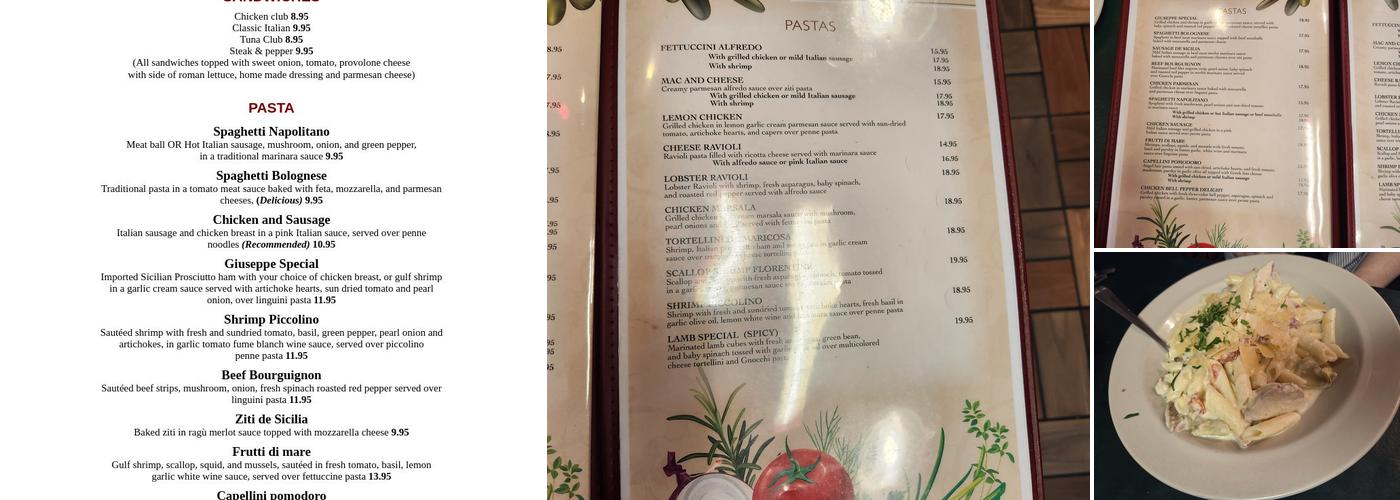 Giuseppe's Restaurant Menu