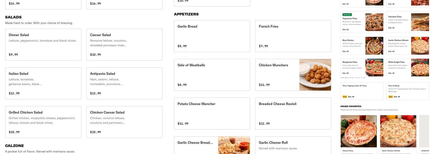Ameci Pizza Kitchen Menu