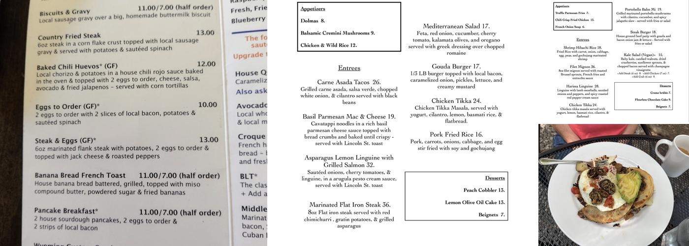 The Middle Fork Menu