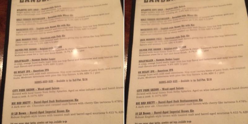 Lander Brewing Menu