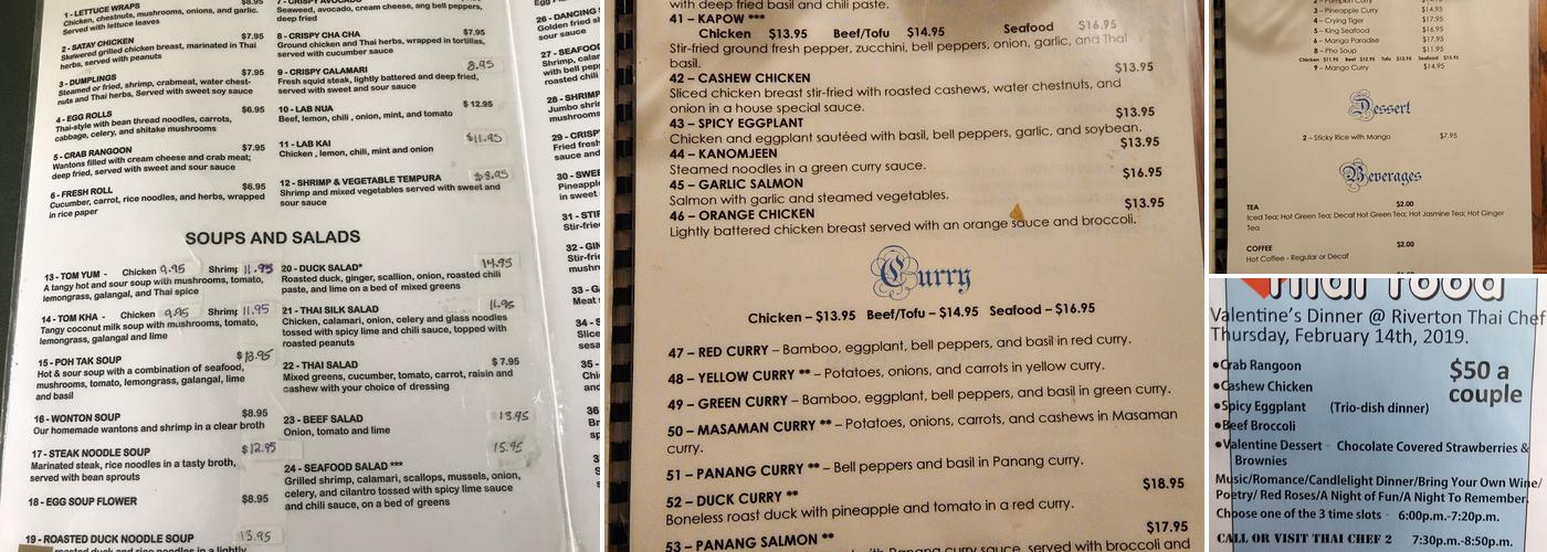 Thai Chef 2 Menu