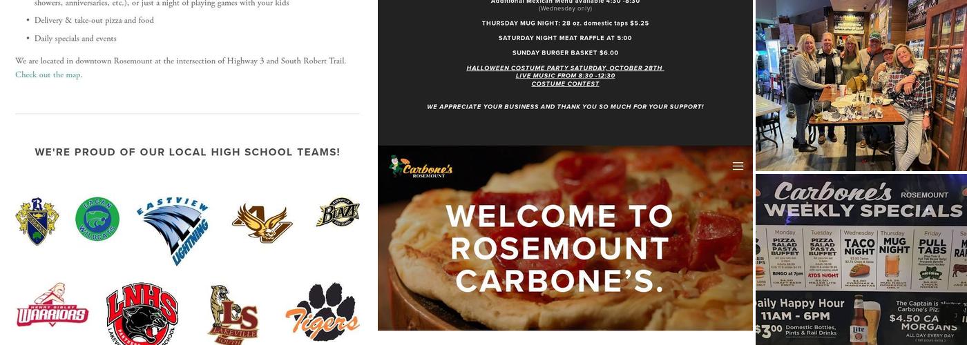 Carbone's Pizza & Pub Menu