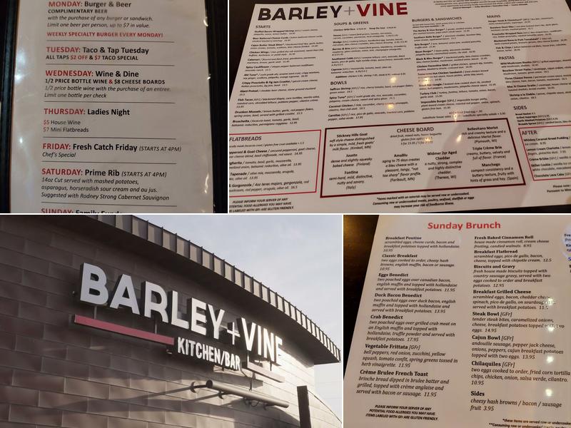 Barley + Vine Kitchen & Bar Menu