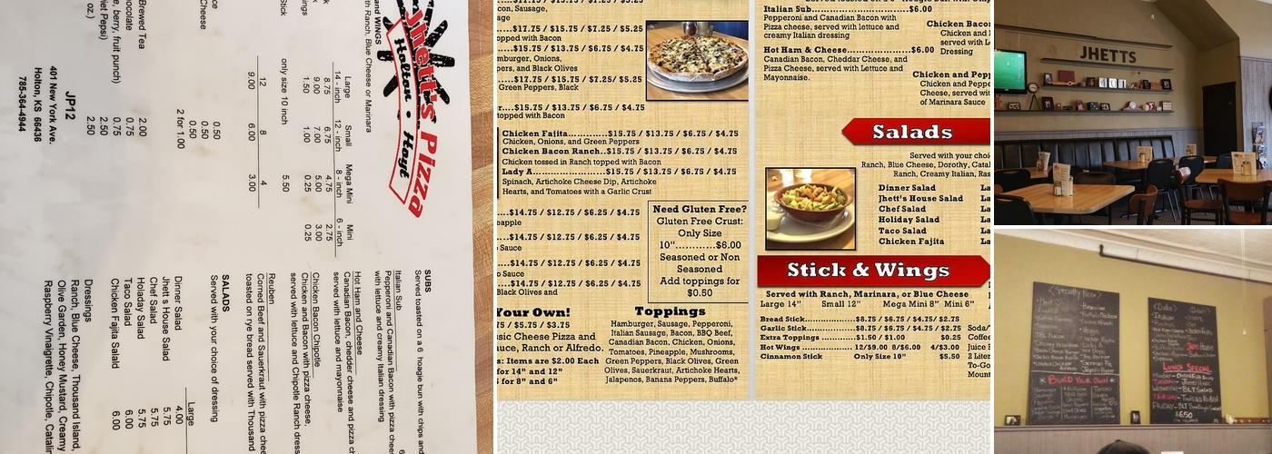 Jhett's Pizza Menu