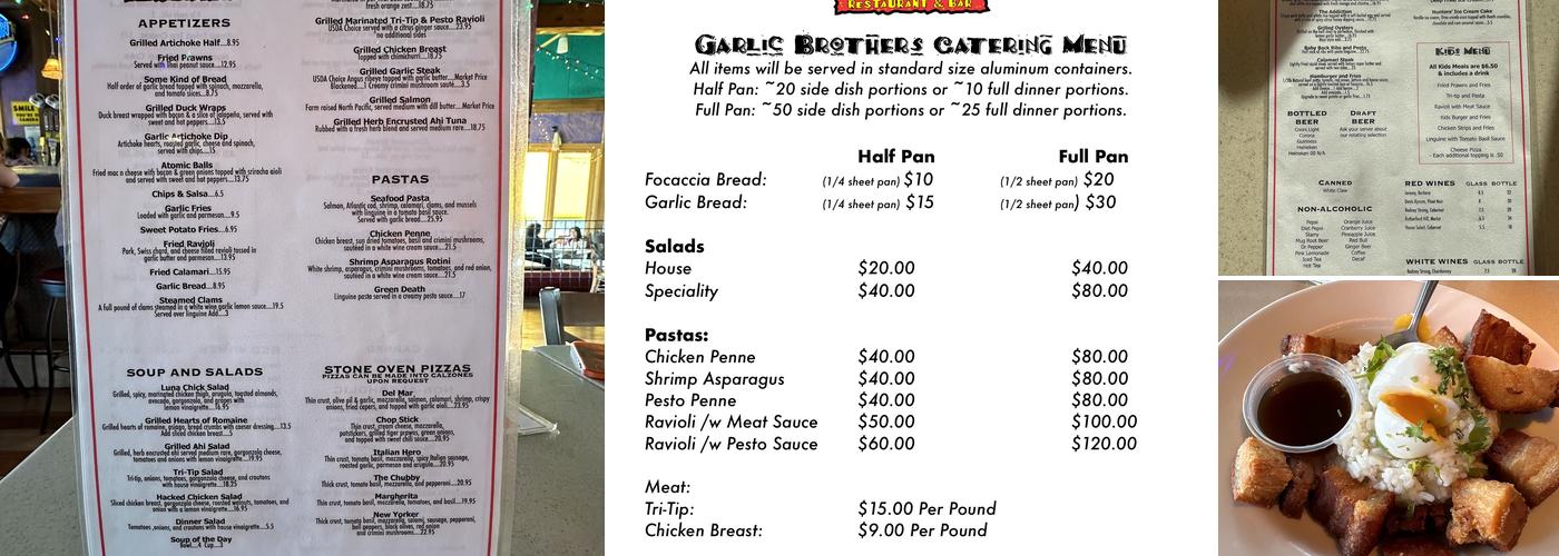 Garlic Brothers Restaurant and Bar Menu