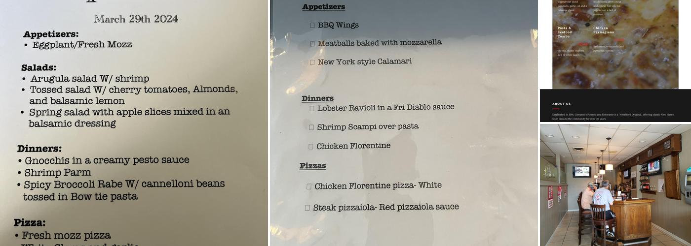 Giovanni's Menu