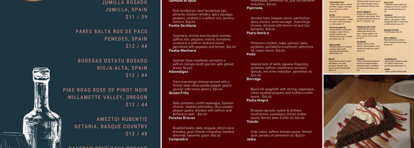 Rincón 38 Menu