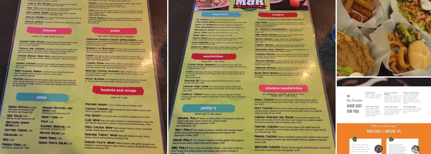 M & R Grill Menu
