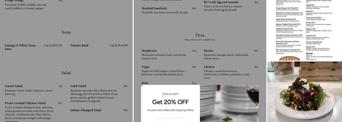 Spasso Menu