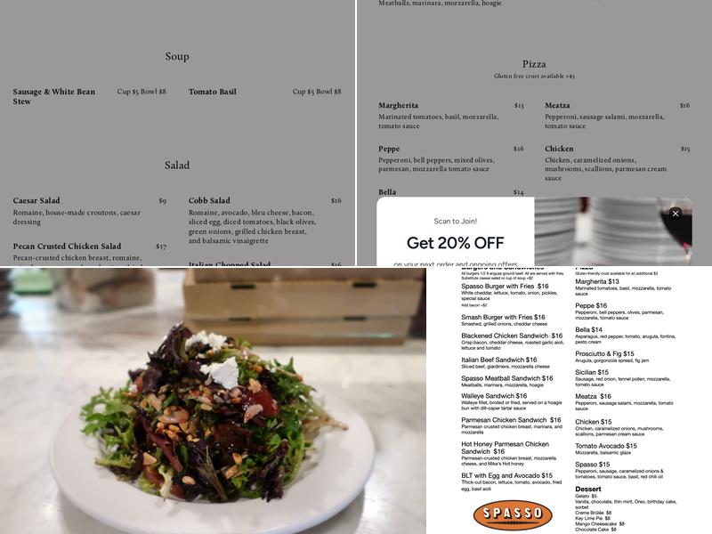 Spasso Menu