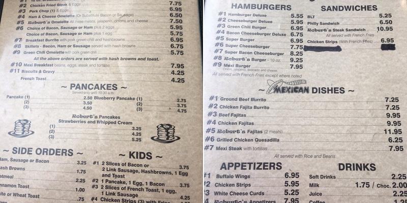 Roberto’s Cafe Menu