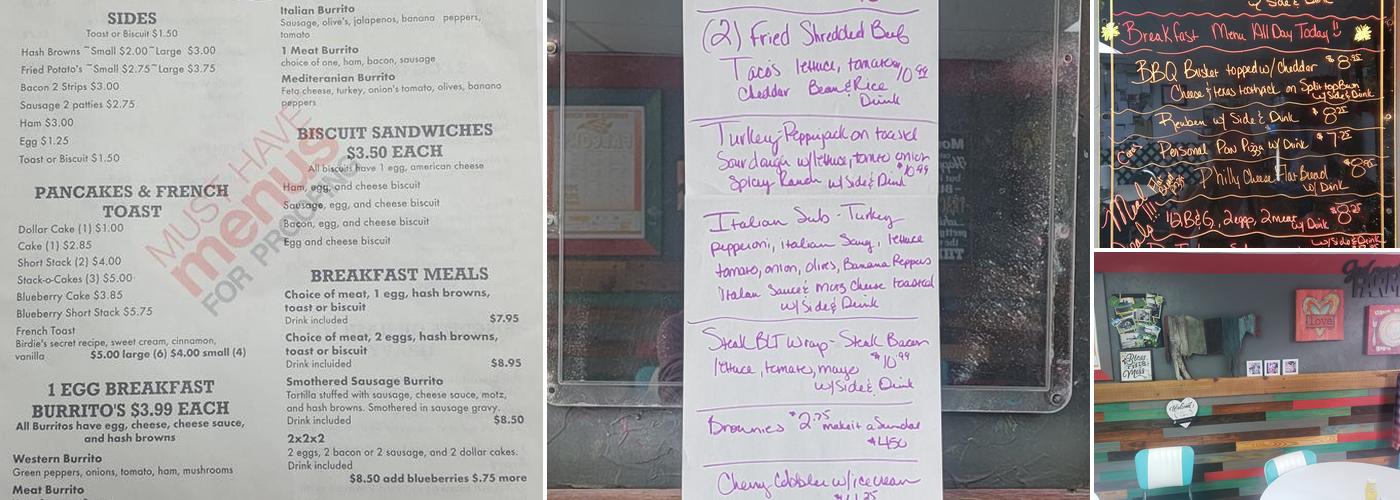 Caras Cafe and Pizzeria Menu