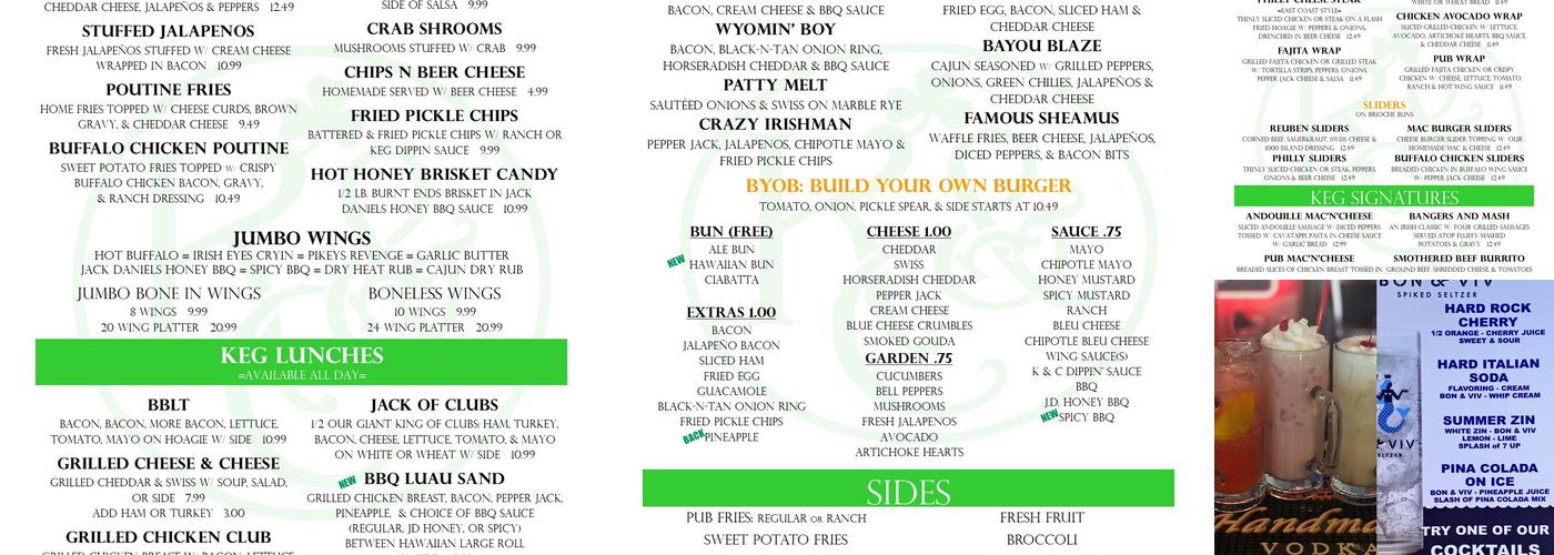 The Keg And Cork Menu