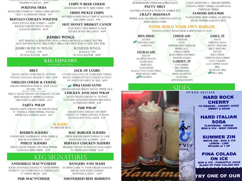 The Keg And Cork Menu