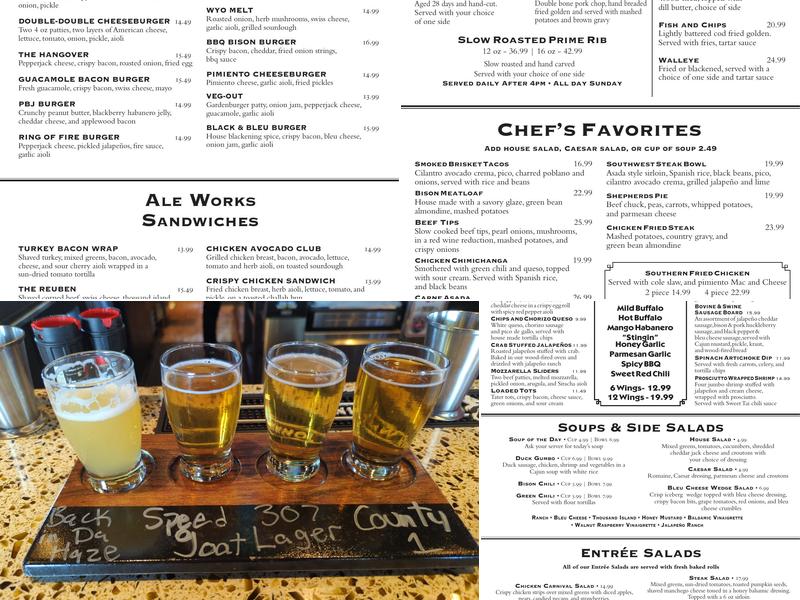 Wyoming Ale Works Menu