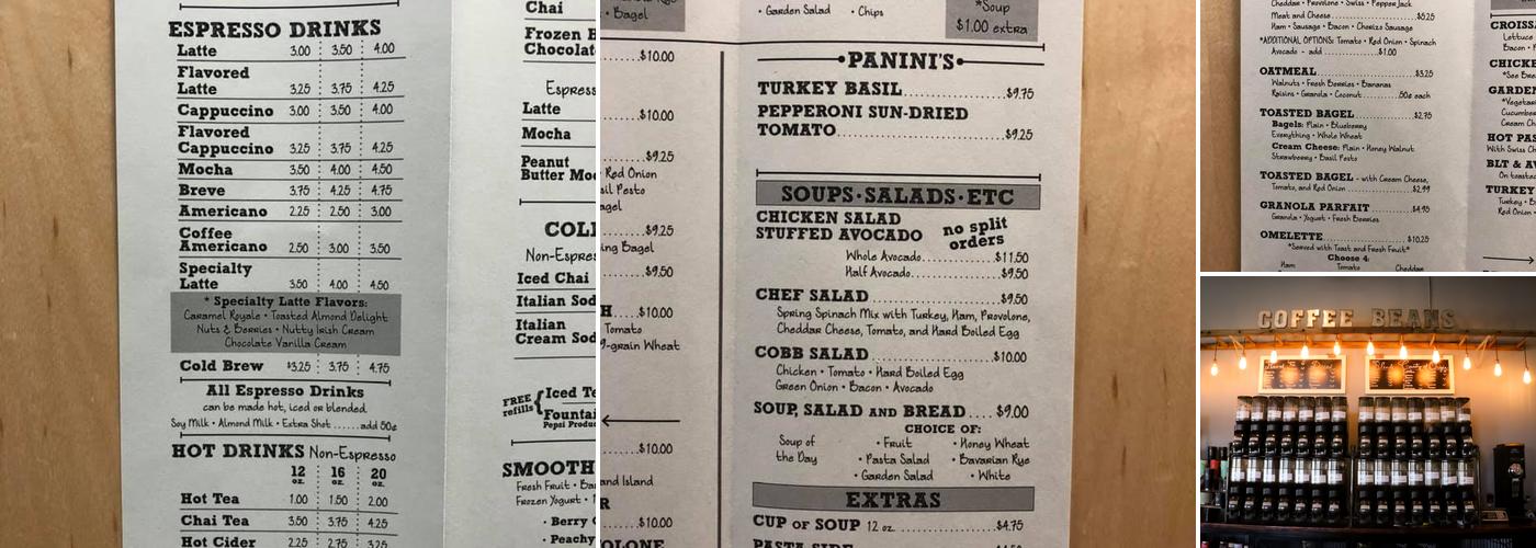 Blue Ridge Coffee Menu