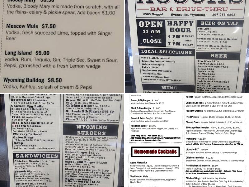 Hooch's Menu