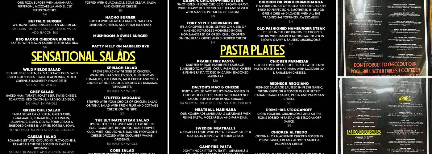 The Fort | Saloon N' Eatery Menu