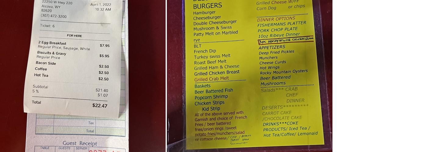 Sunset Grill Menu