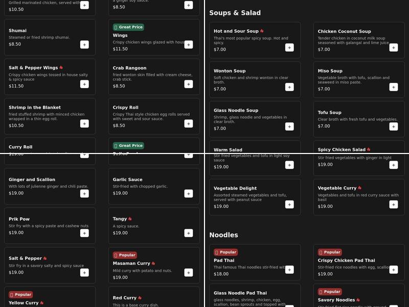 Spice & Pepper Menu
