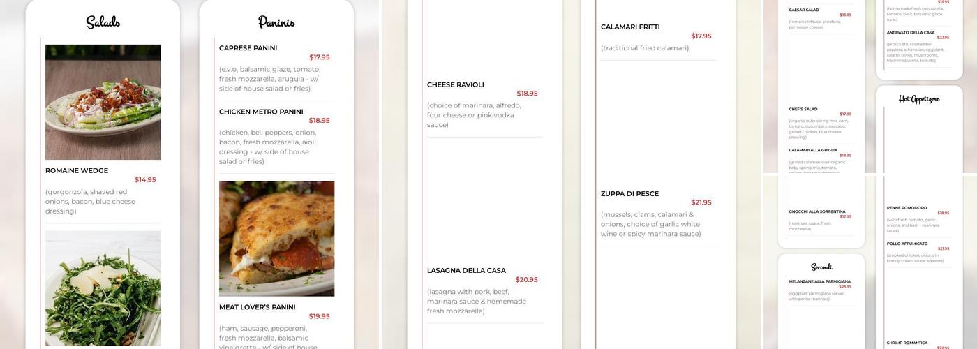 Pizza A Metro Menu