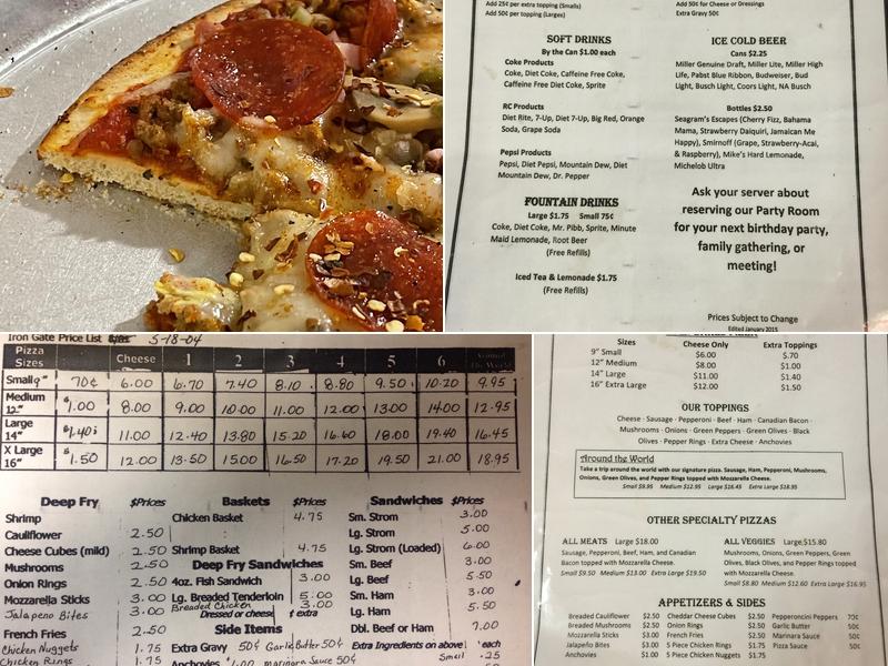 Iron Gate Pizza Menu