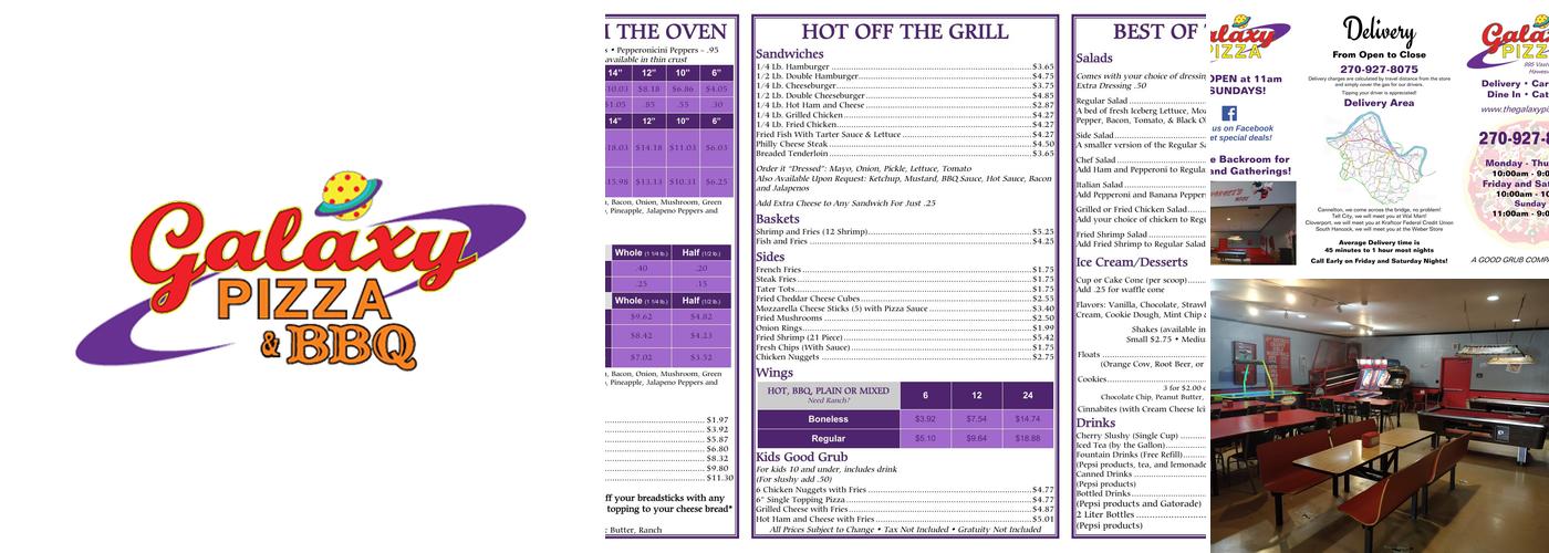 Galaxy Pizza & BBQ Menu