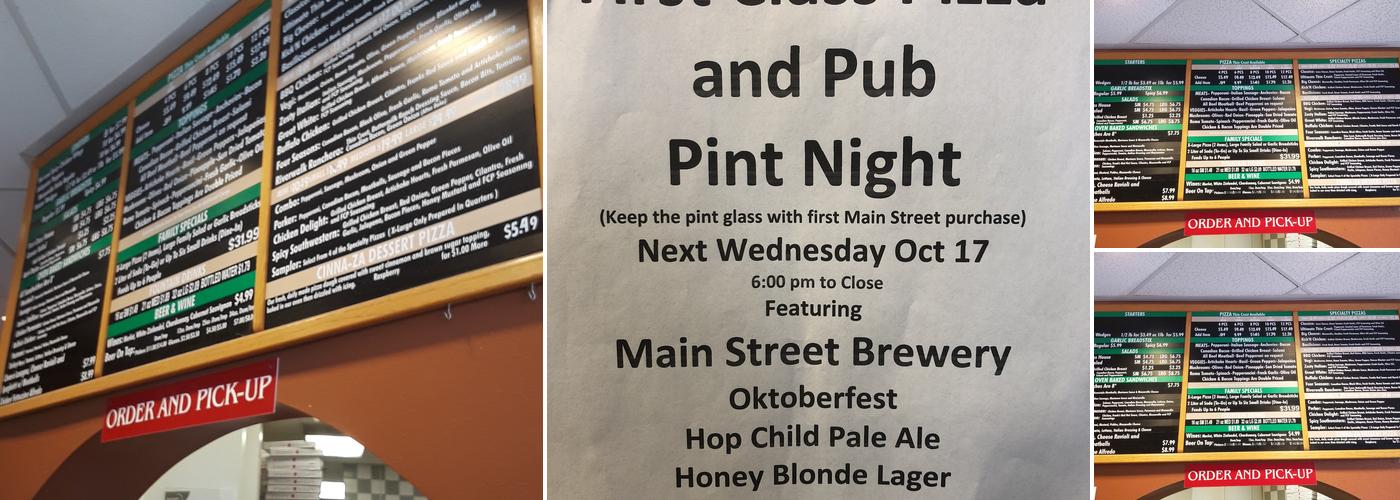 First Class Pizza And Pub Menu