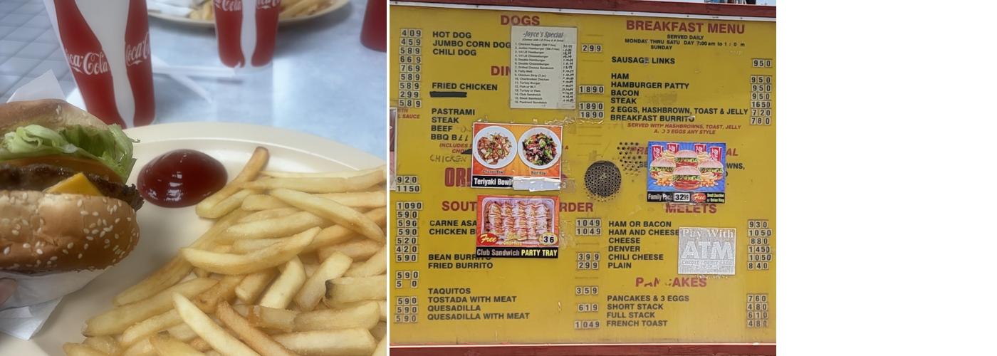 Joyce Burger & Rice Menu