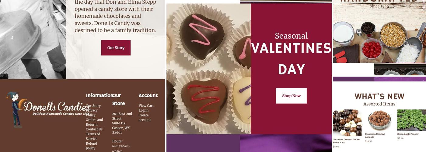 Donells Candies & Ice Cream Menu