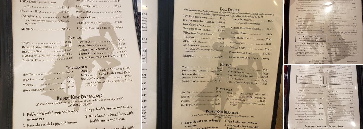 Rodeo Cafe Menu