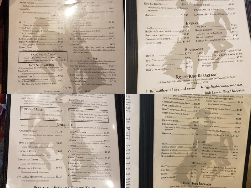 Rodeo Cafe Menu