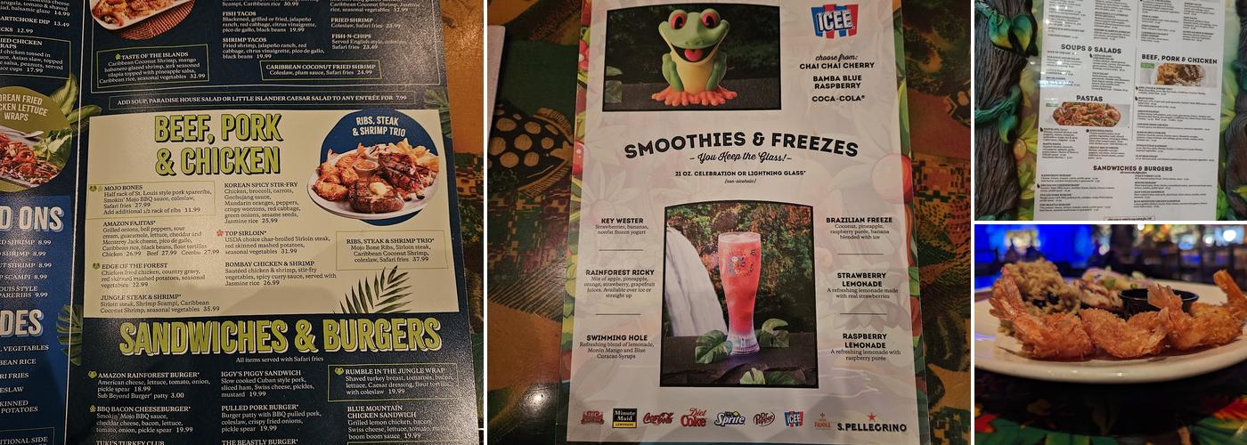 Rainforest Cafe Menu