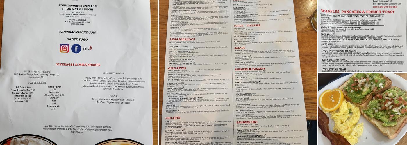 Kickback Jack's Menu